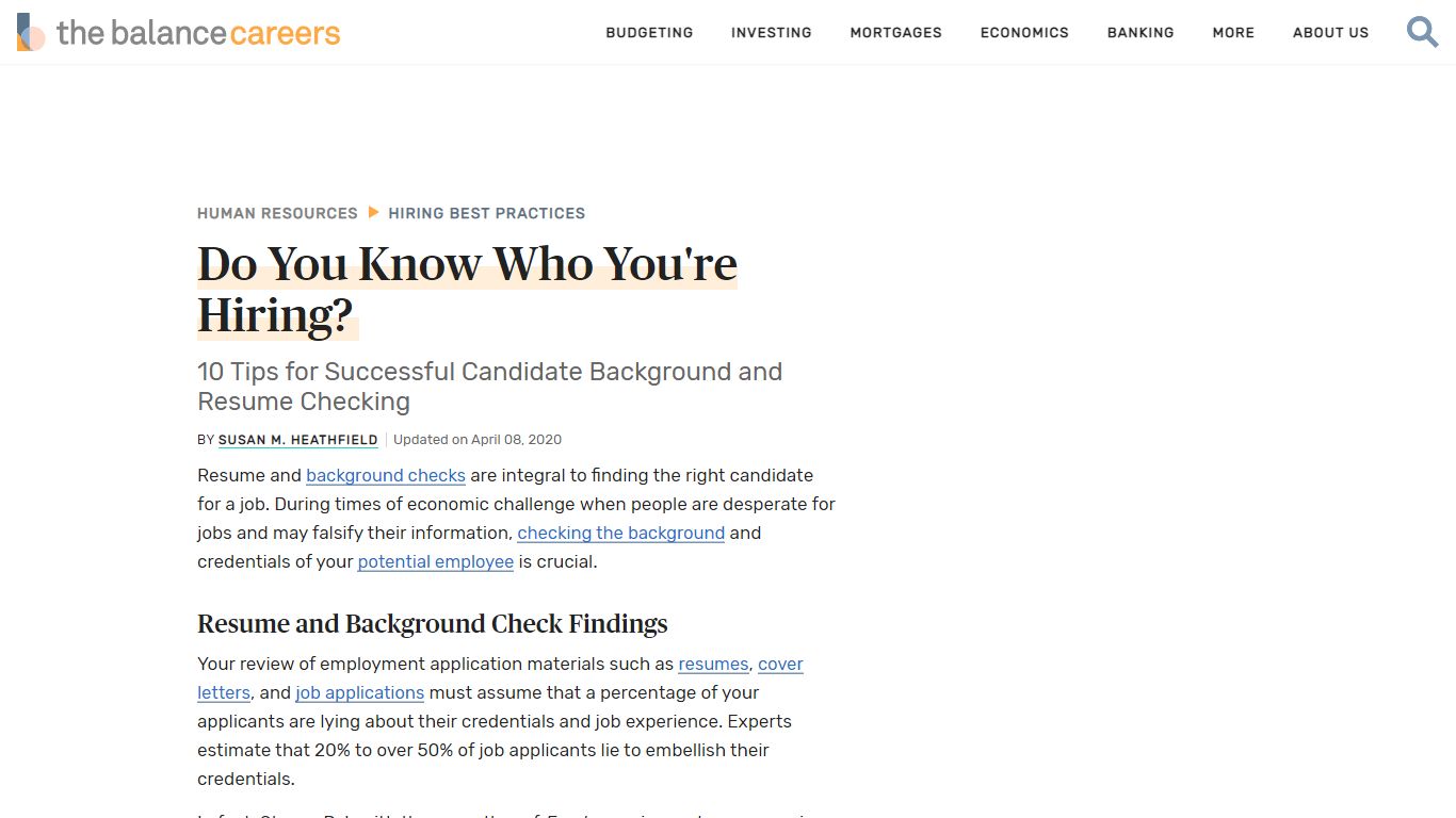 Candidate Background Checking to Avoid Resume Fraud - The Balance Careers